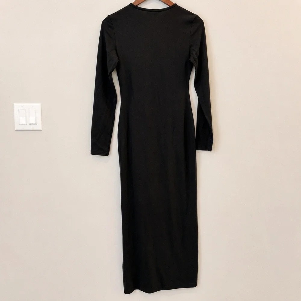 Quince Jersey Long Sleeve Maxi Dress Date Resort Vacation Trip True Black XS NWT